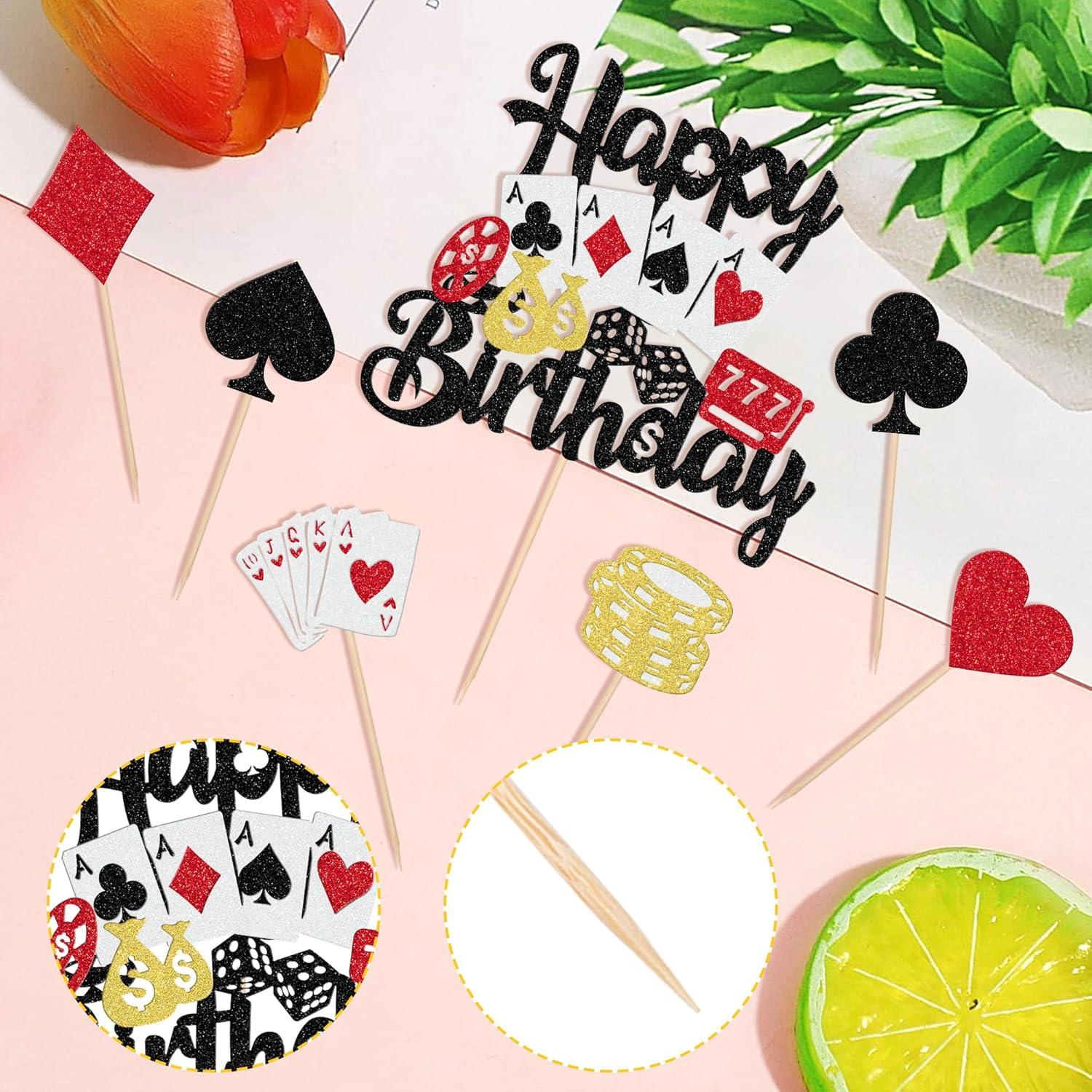 25 Piezas Decoraciones para Cupcakes Casino Poker ZHUOWEISM