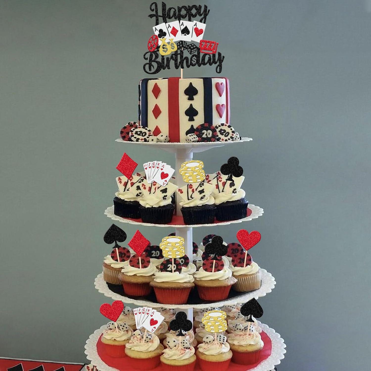 25 Piezas Decoraciones para Cupcakes Casino Poker ZHUOWEISM