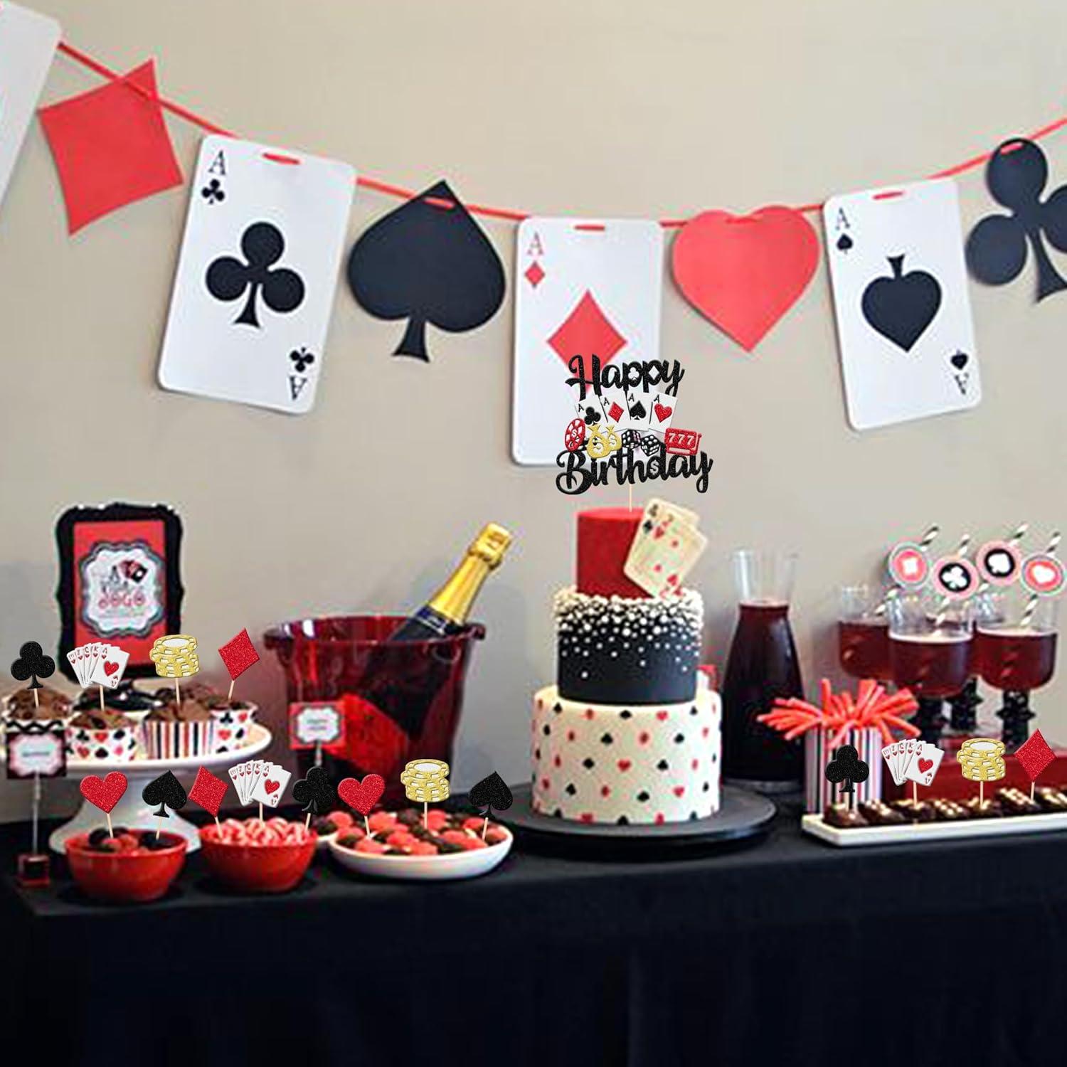 25 Piezas Decoraciones para Cupcakes Casino Poker ZHUOWEISM