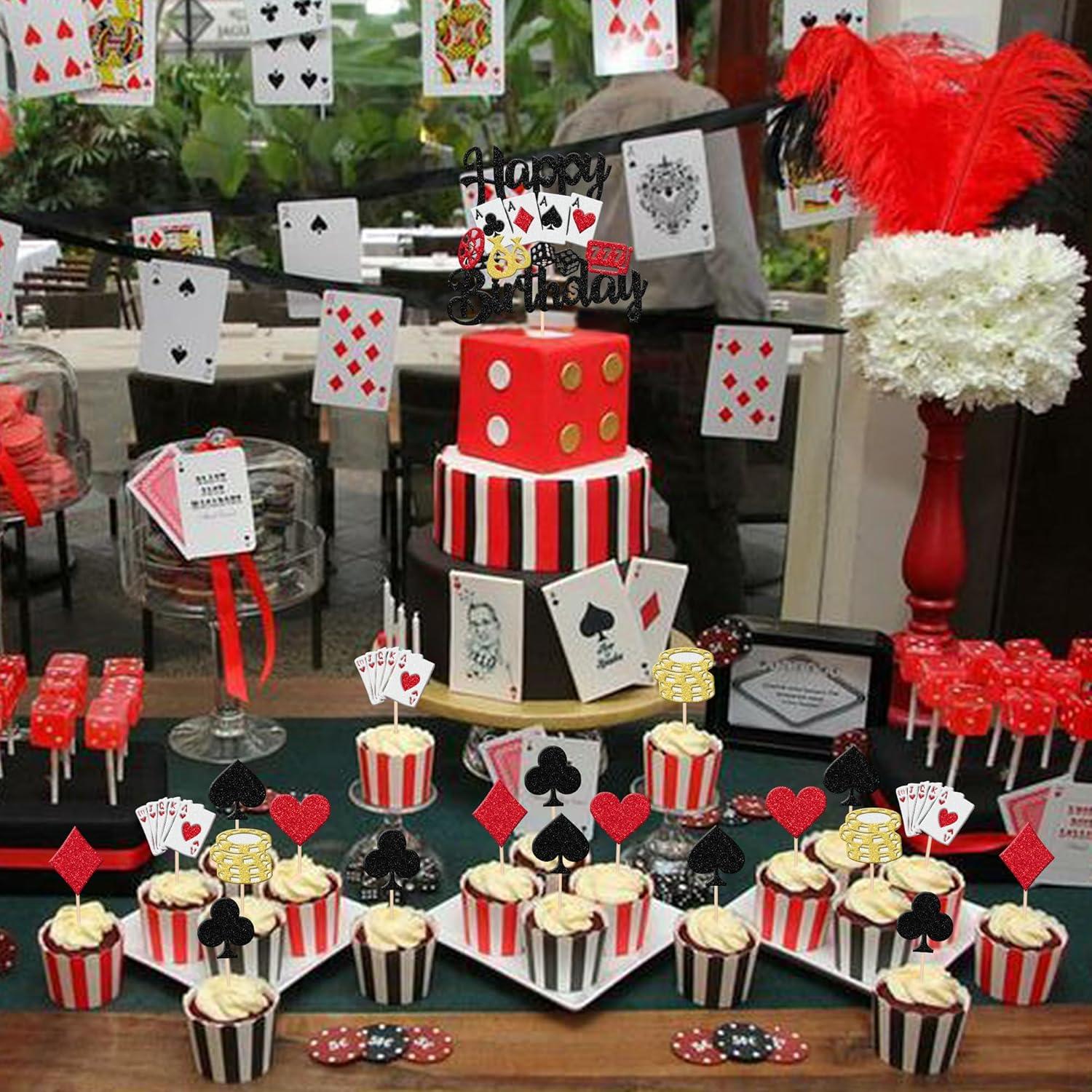 25 Piezas Decoraciones para Cupcakes Casino Poker ZHUOWEISM