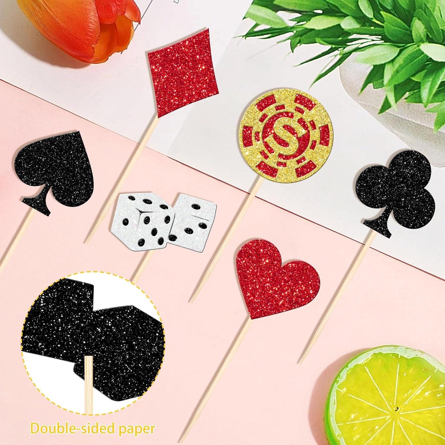 24 Decoraciones para Cupcakes de Casino ZHUOWEISM Tema Póker