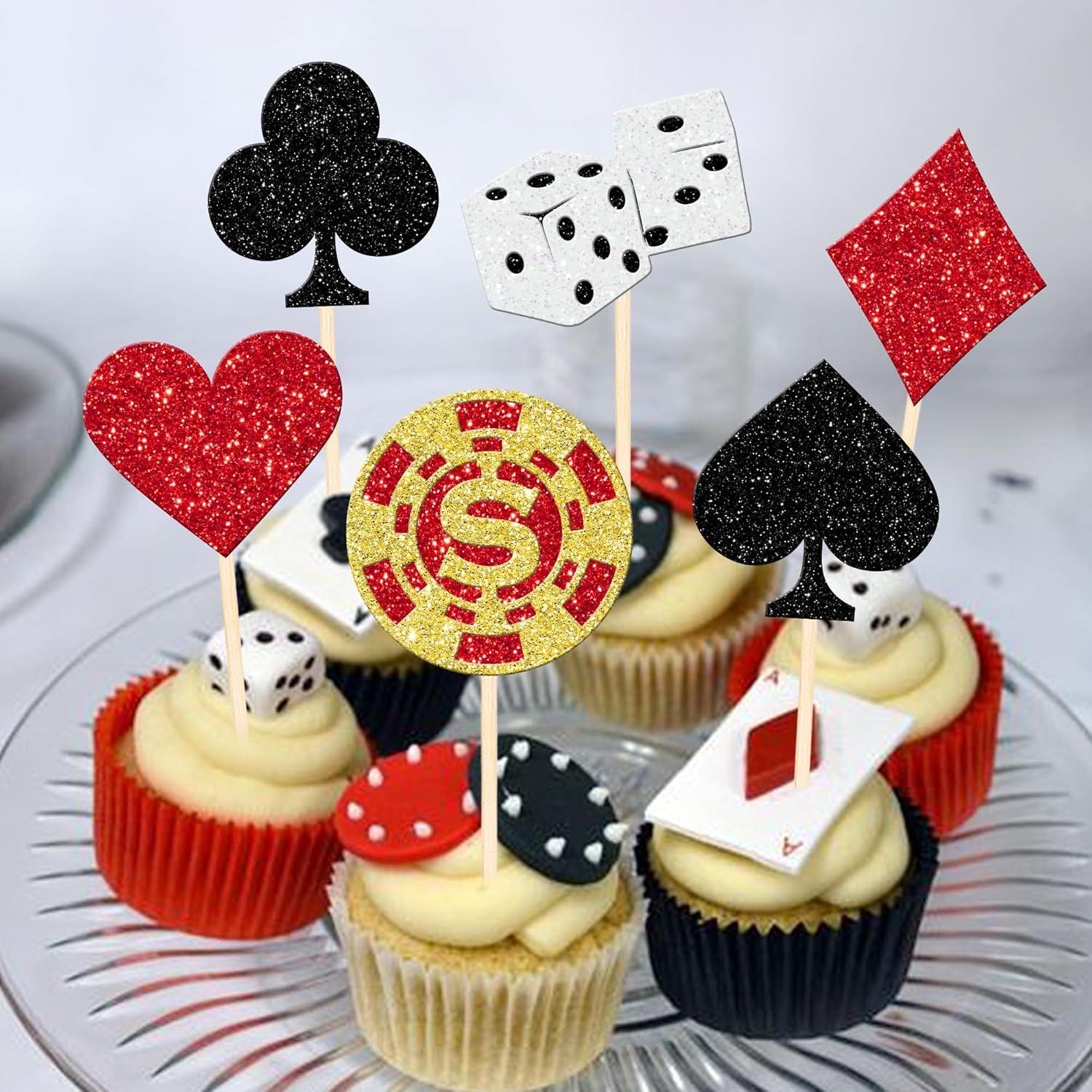 24 Decoraciones para Cupcakes de Casino ZHUOWEISM Tema Póker