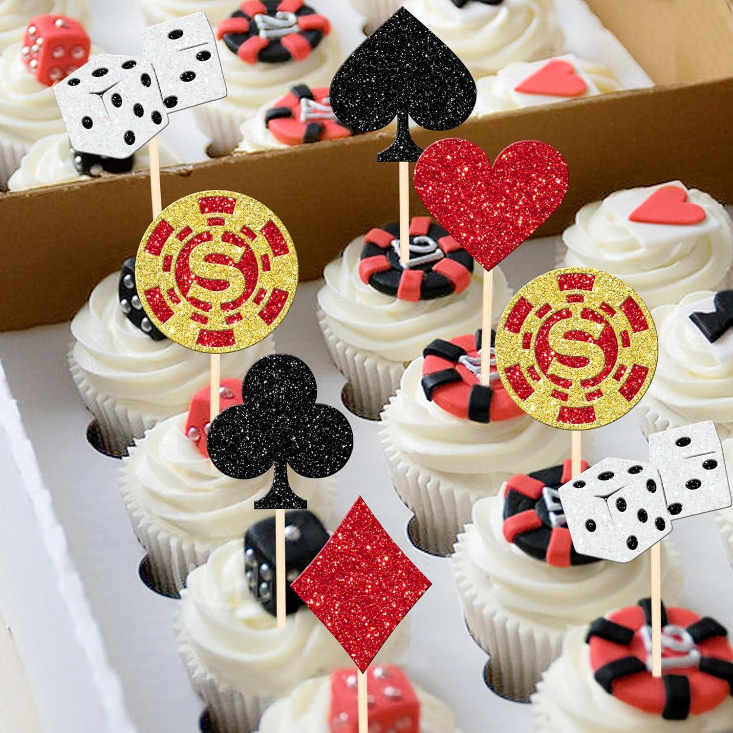 24 Decoraciones para Cupcakes de Casino ZHUOWEISM Tema Póker