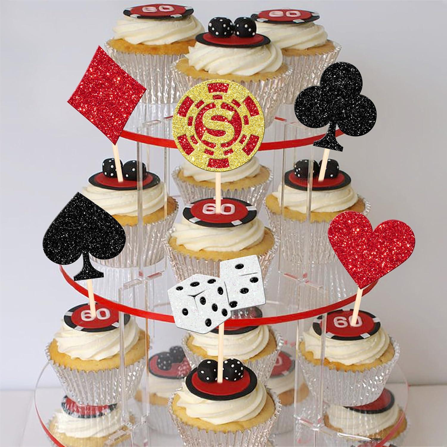 24 Decoraciones para Cupcakes de Casino ZHUOWEISM Tema Póker