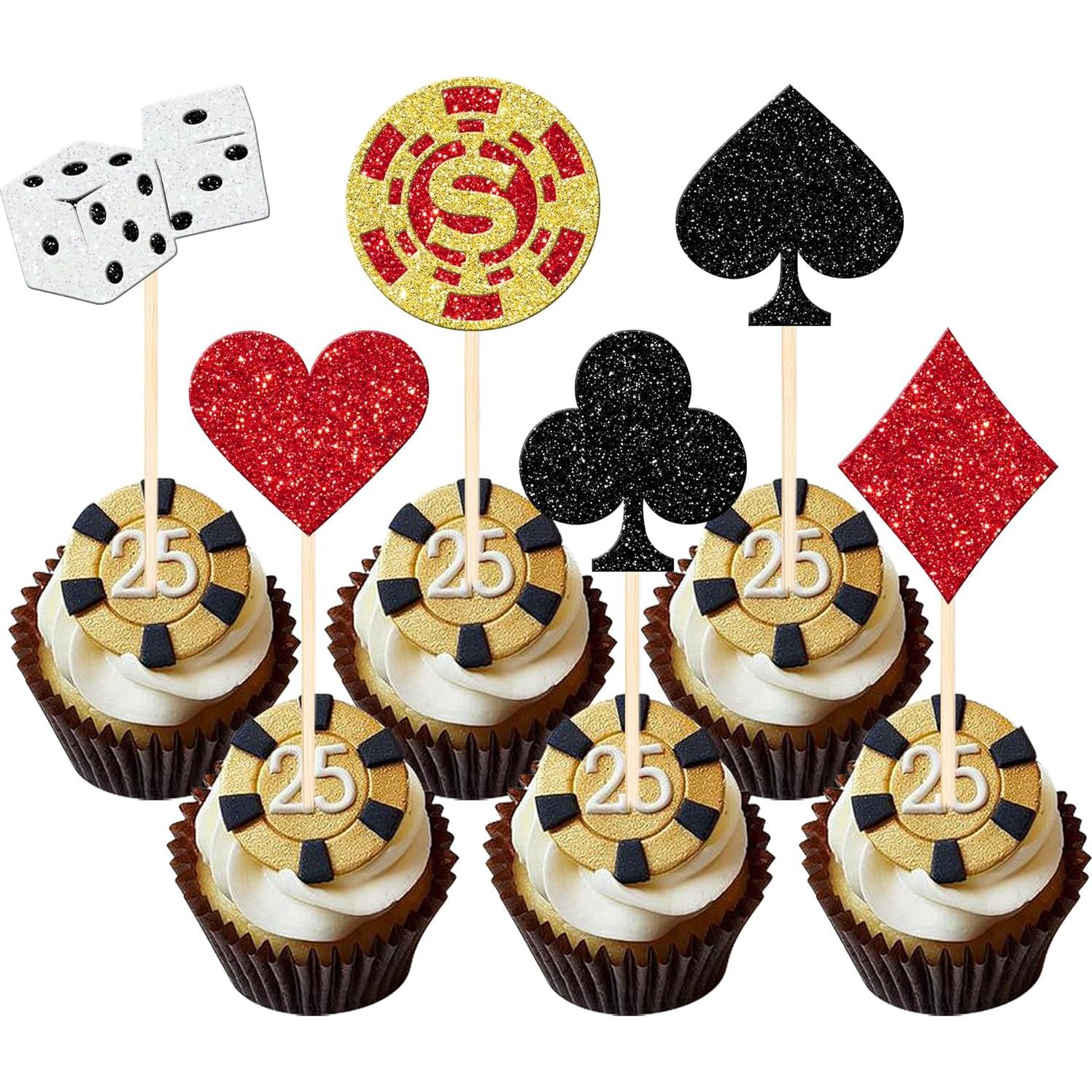 24 Decoraciones para Cupcakes de Casino ZHUOWEISM Tema Póker
