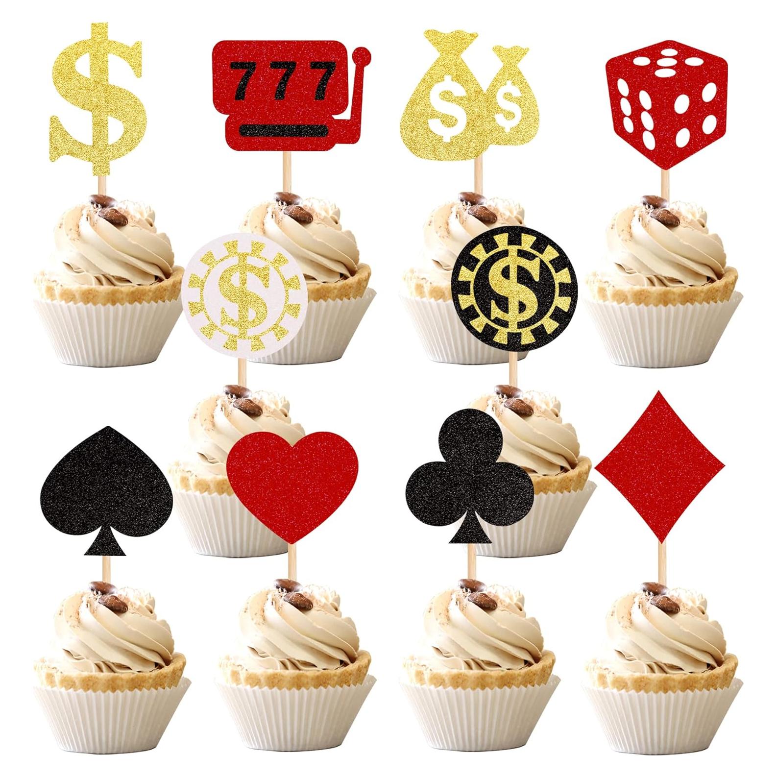 30 Decoraciones para Cupcakes de Casino - ZHUOWEISM