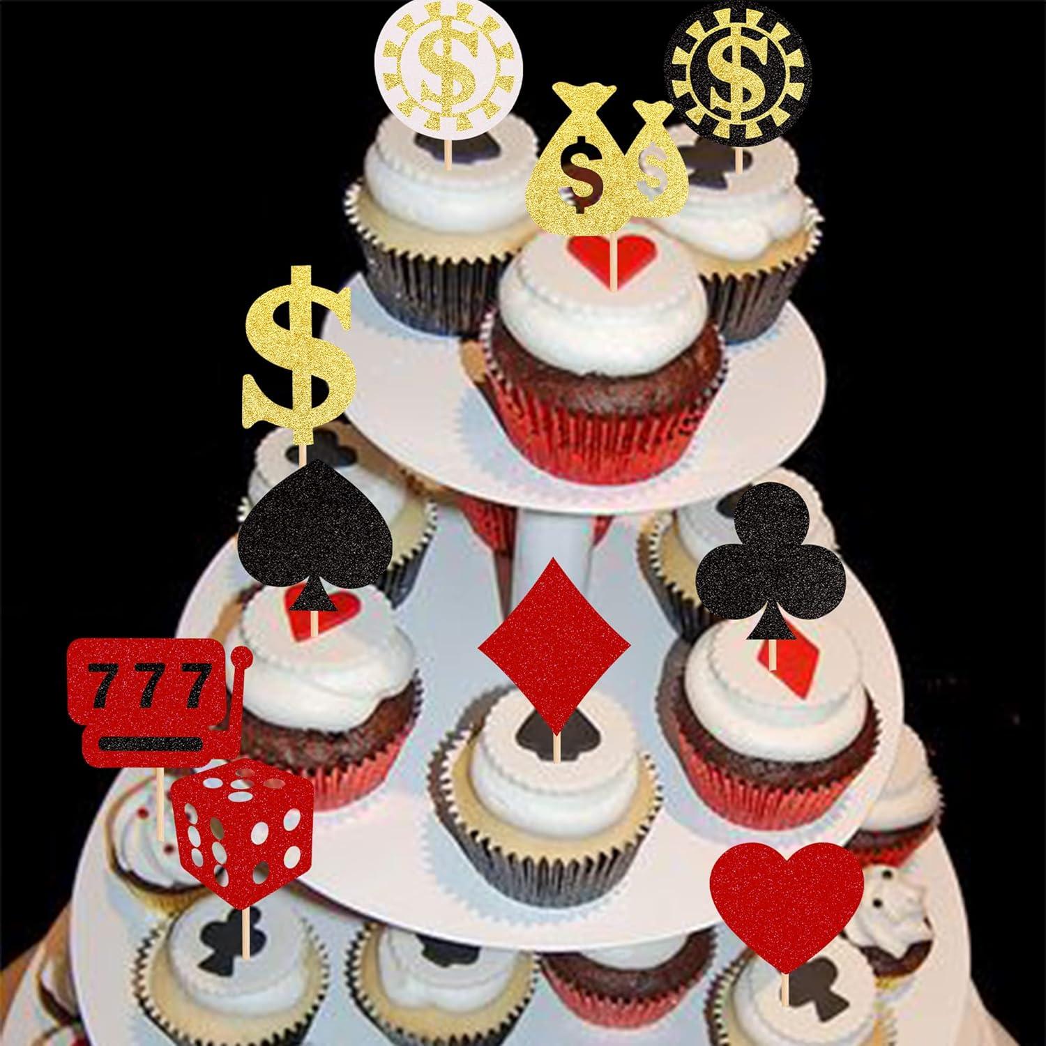 30 Decoraciones para Cupcakes de Casino - ZHUOWEISM