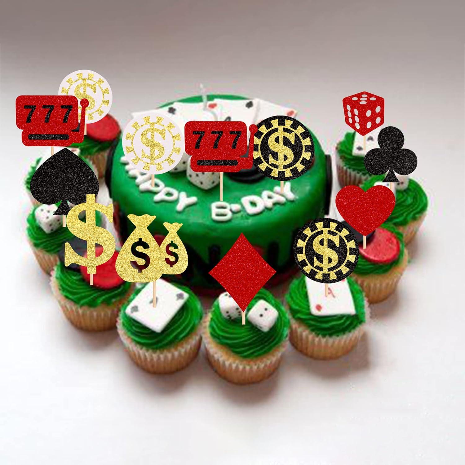 30 Decoraciones para Cupcakes de Casino - ZHUOWEISM