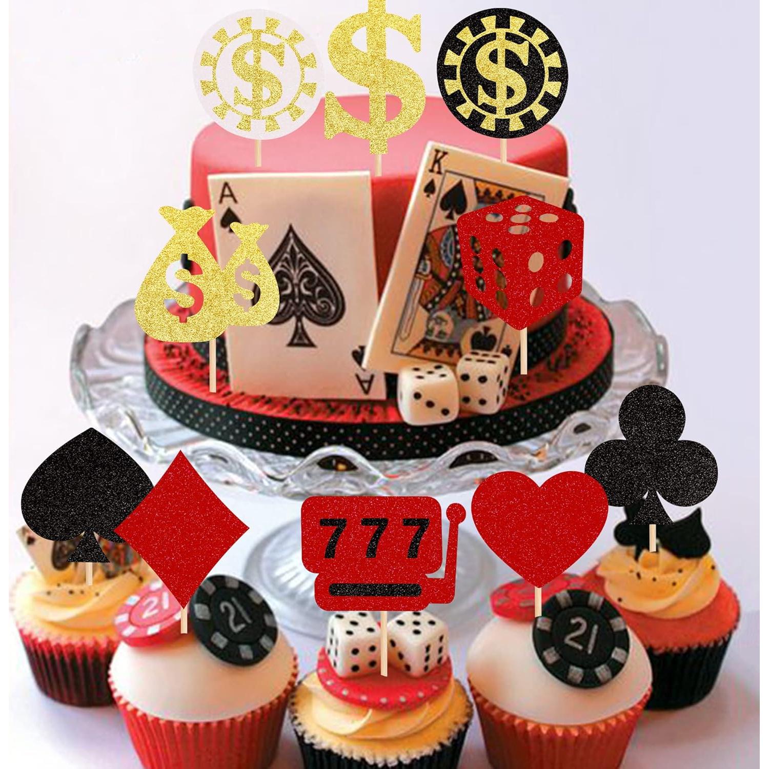 30 Decoraciones para Cupcakes de Casino - ZHUOWEISM