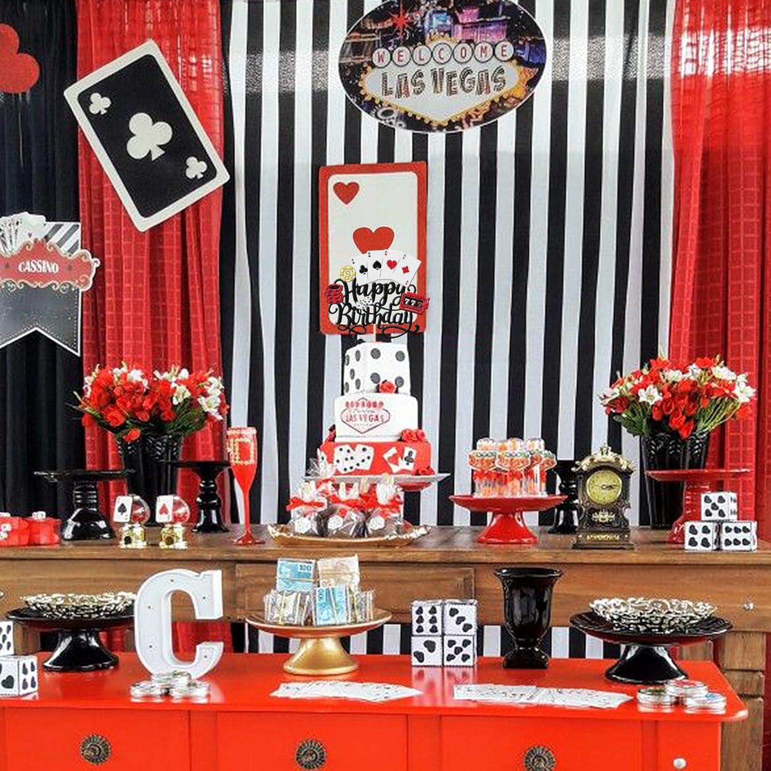 Adorno de Pastel Casino Feliz Cumpleaños ZHUOWEISM 16.76x24.89cm