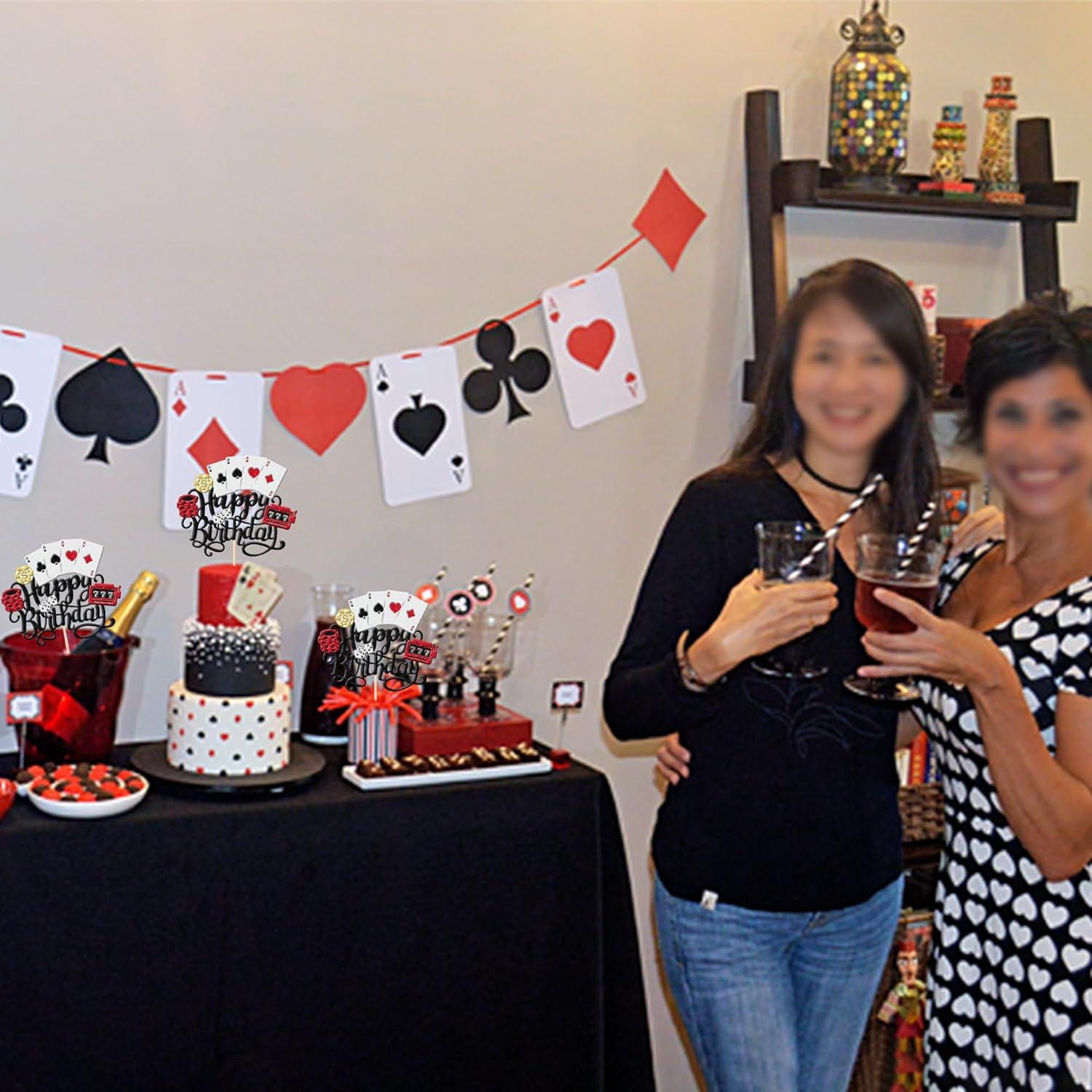 Adorno de Pastel Casino Feliz Cumpleaños ZHUOWEISM 16.76x24.89cm