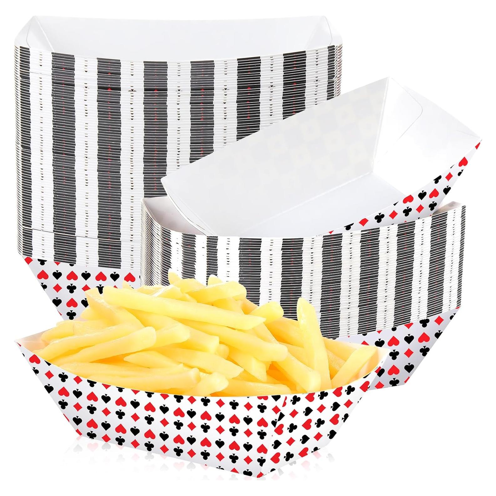 100 Bandejas Desechables de Papel FillTouch Tema Casino 16x10 cm