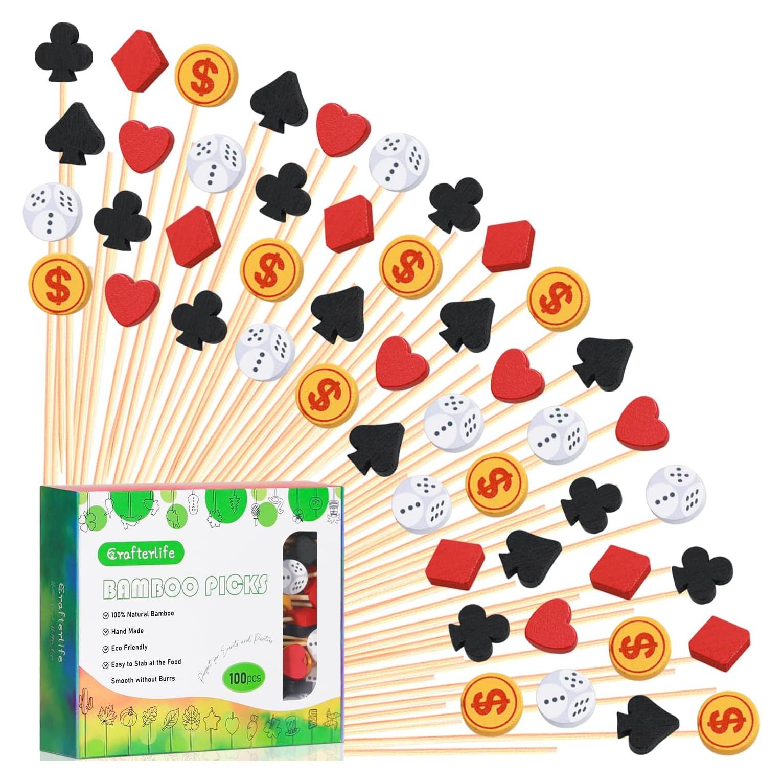 Palillos de cóctel Casino 100 unidades Dados de Póker