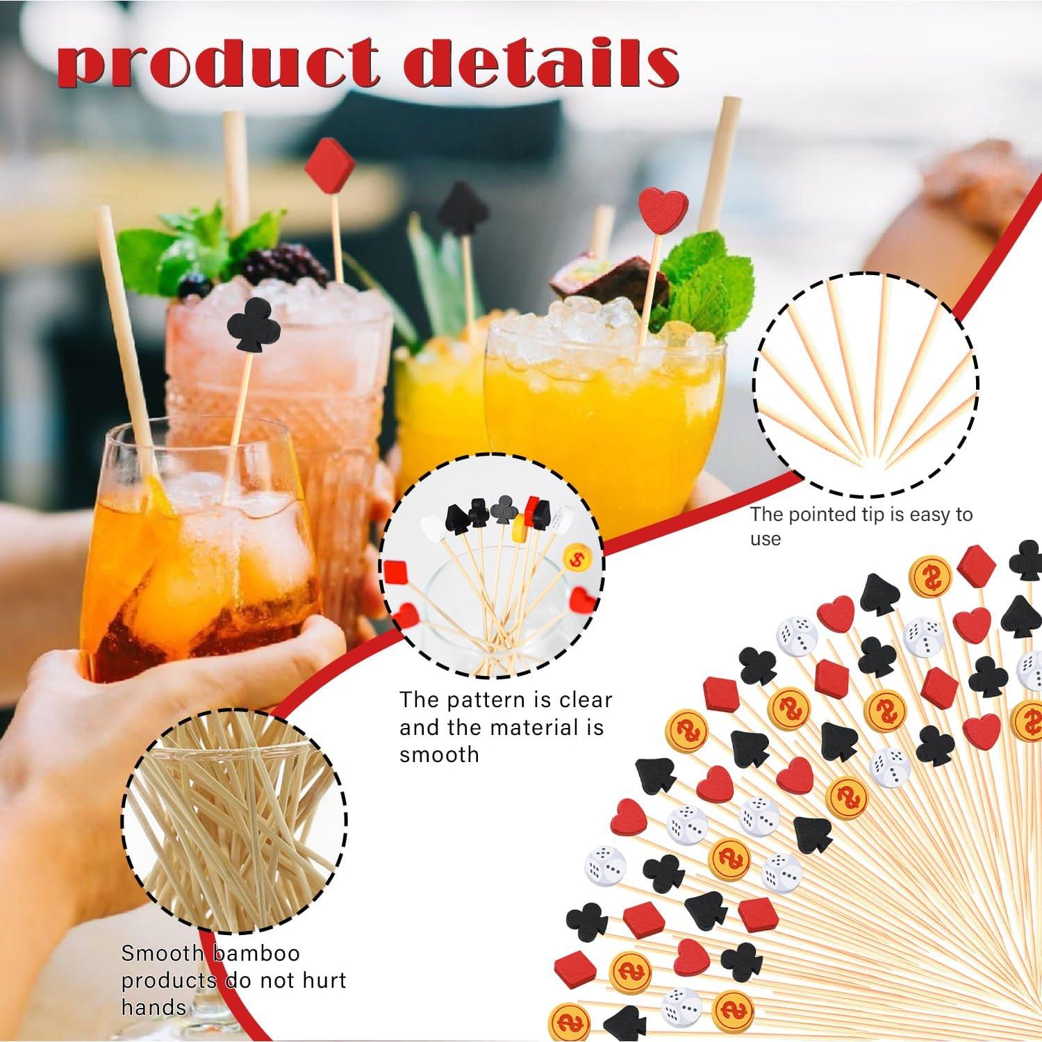 Palillos de cóctel Casino 100 unidades Dados de Póker