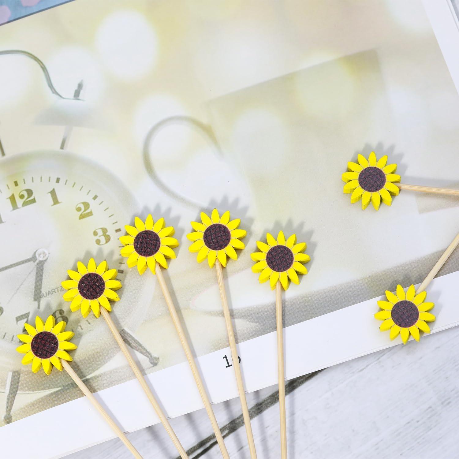 Palillos de Cóctel Girasol 100 Unidades Decorativos