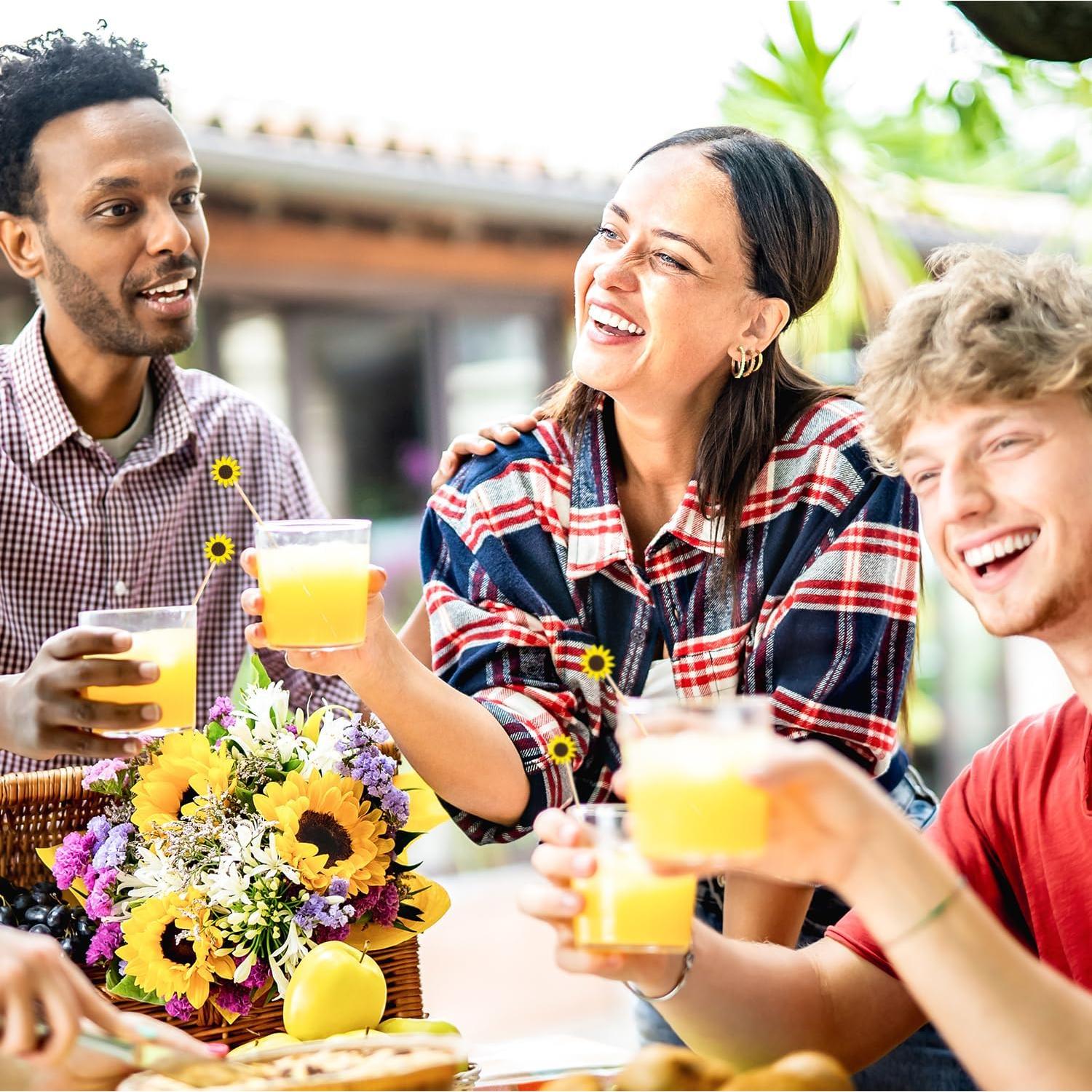 Palillos de Cóctel Girasol 100 Unidades Decorativos