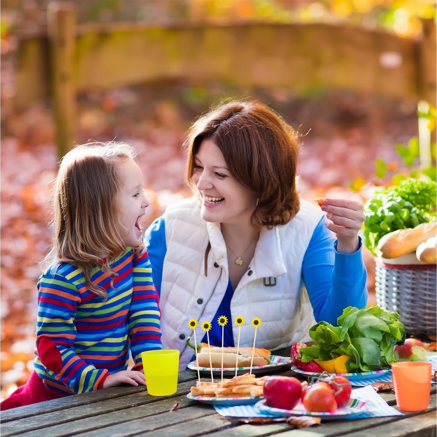 Palillos de Cóctel Girasol 100 Unidades Decorativos