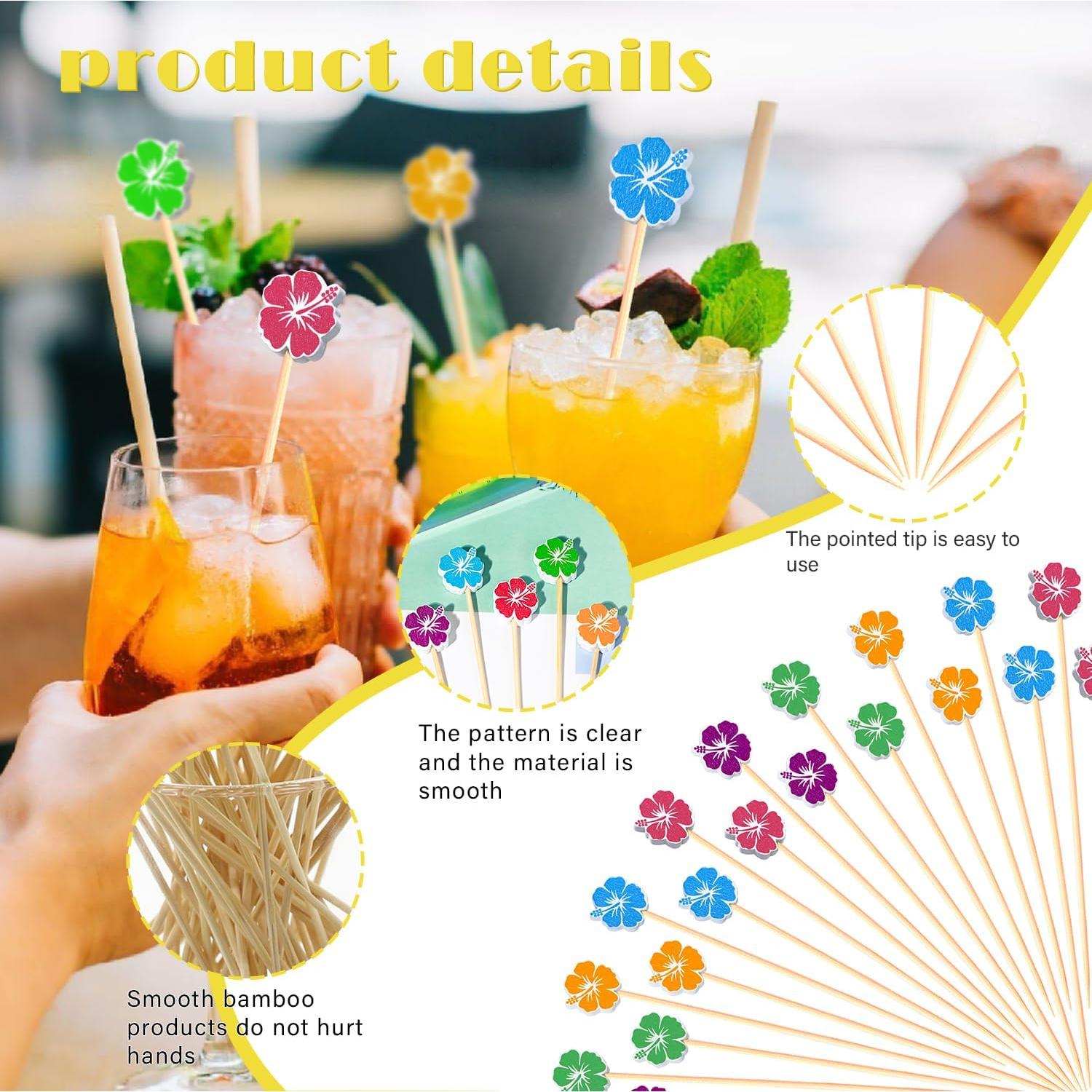 Palillos de Cóctel Crafterlife Hibisco Hawaiano 100 Pzas