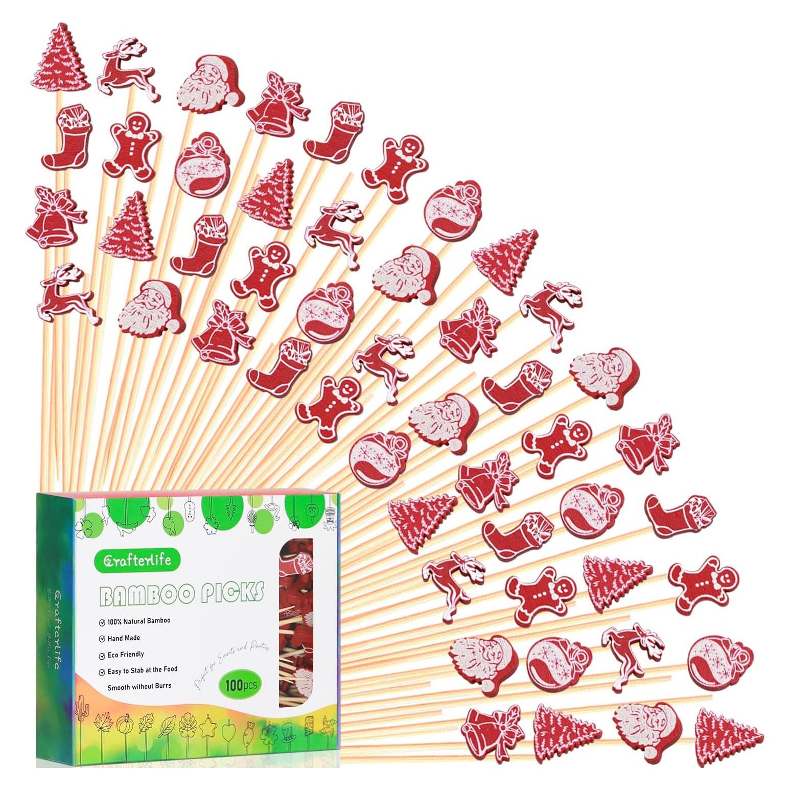 Picos de cóctel navideños vintage 100 unidades decorativos