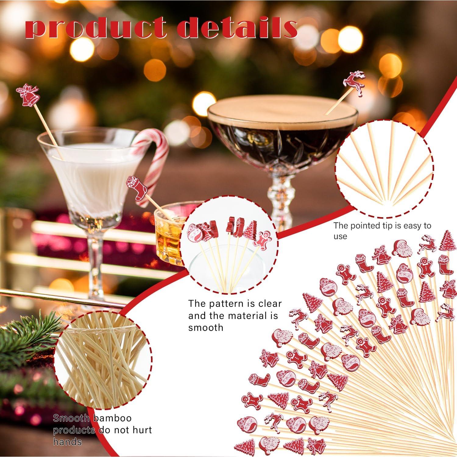 Picos de cóctel navideños vintage 100 unidades decorativos