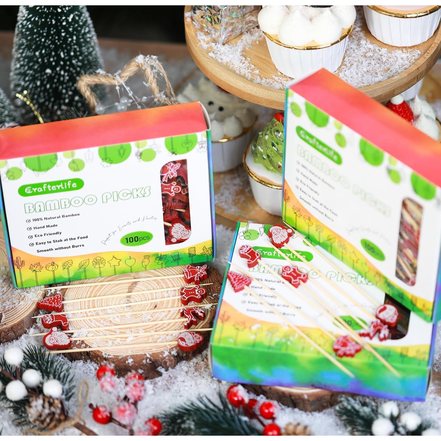 Picos de cóctel navideños vintage 100 unidades decorativos