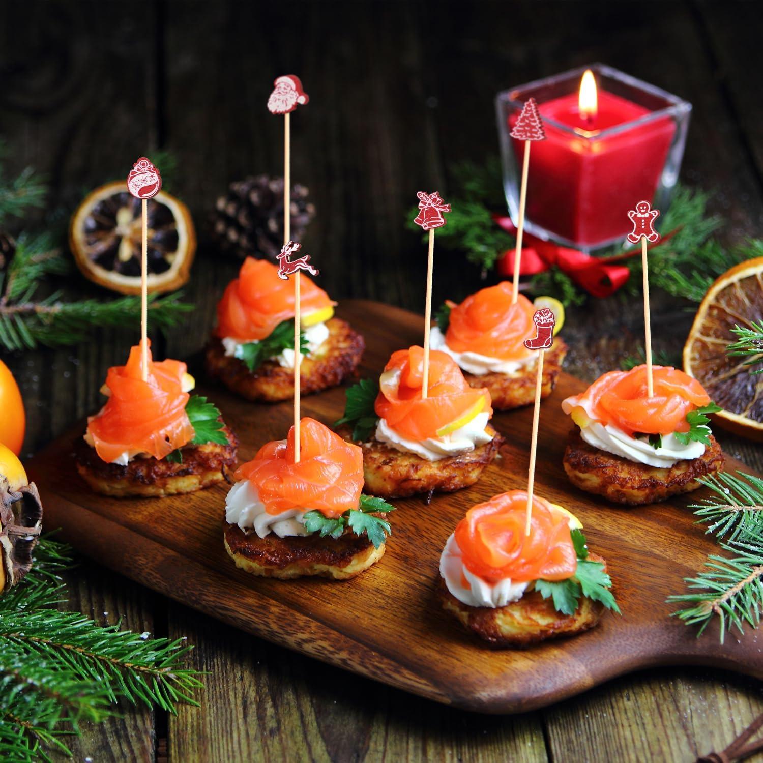 Picos de cóctel navideños vintage 100 unidades decorativos