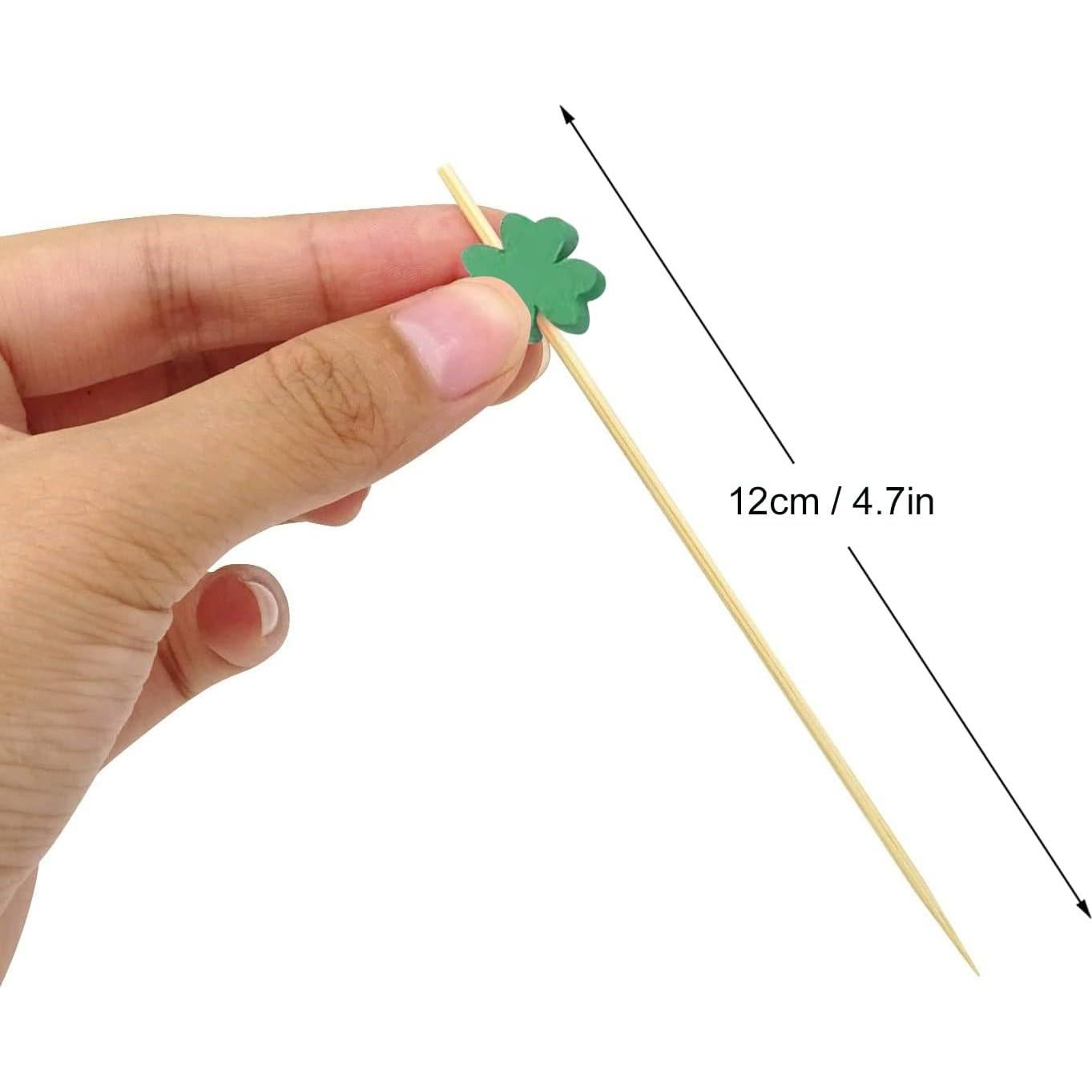 100 Palillos de Cóctel Crafterlife Trébol Verde 11.9 cm