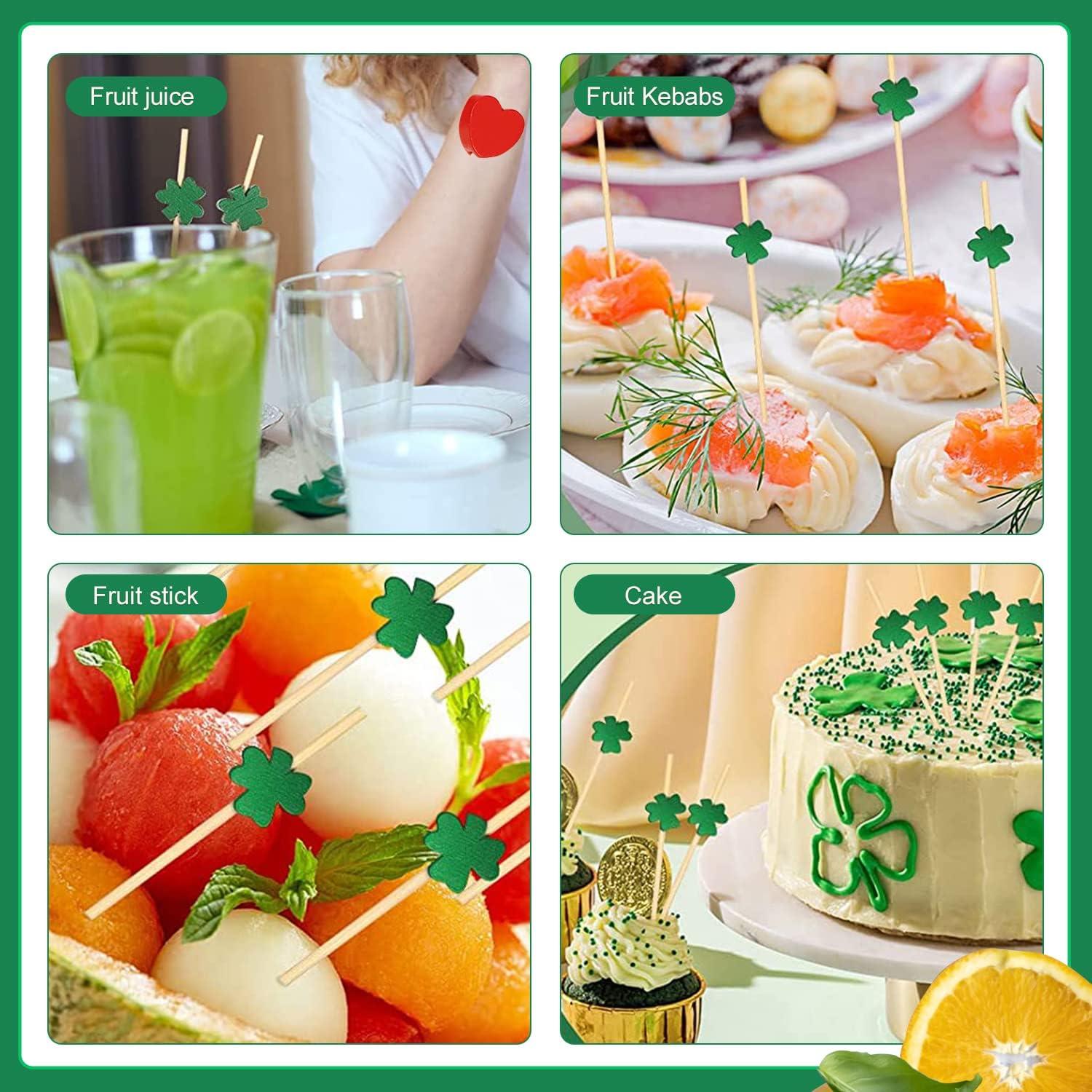 100 Palillos de Cóctel Crafterlife Trébol Verde 11.9 cm