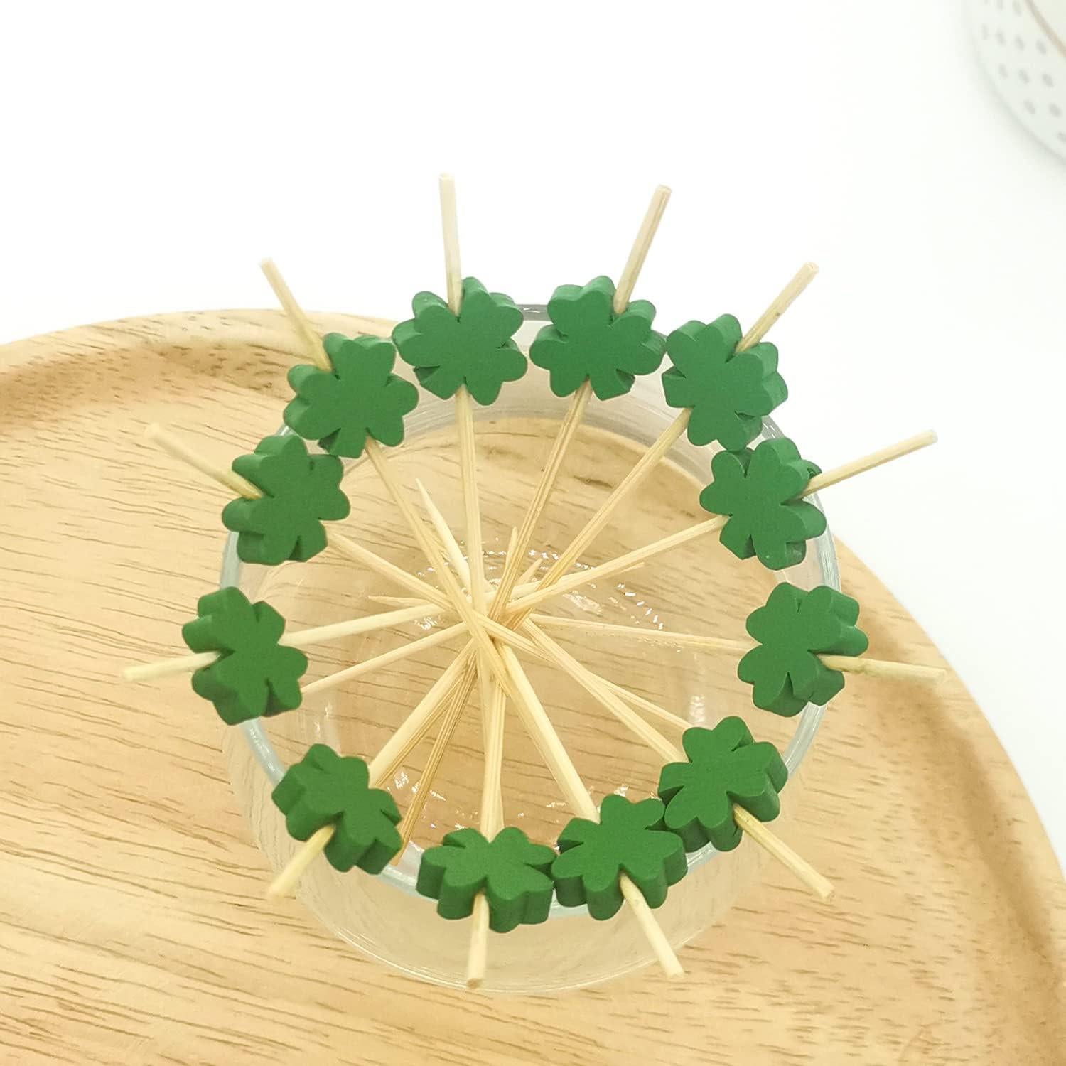 100 Palillos de Cóctel Crafterlife Trébol Verde 11.9 cm