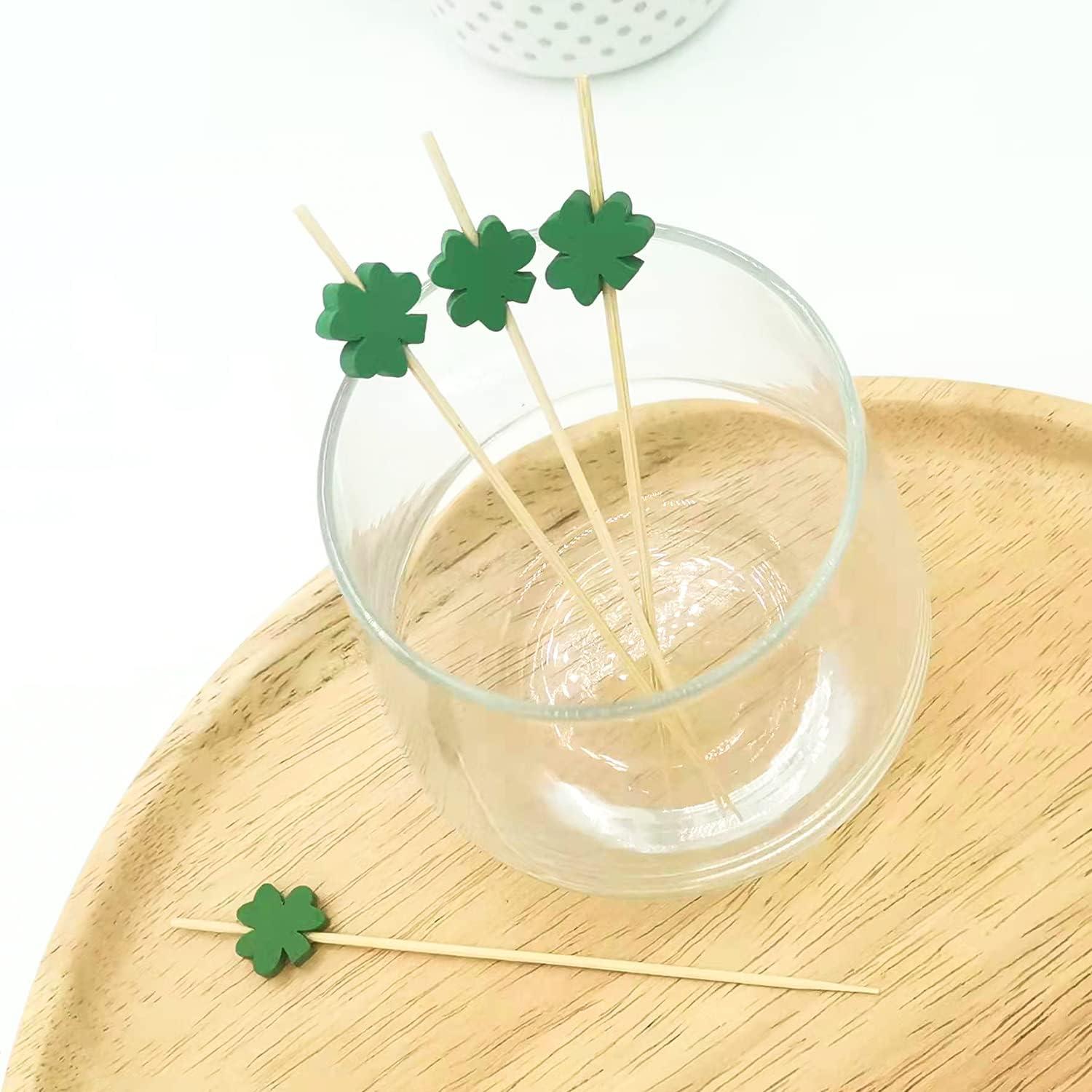 100 Palillos de Cóctel Crafterlife Trébol Verde 11.9 cm