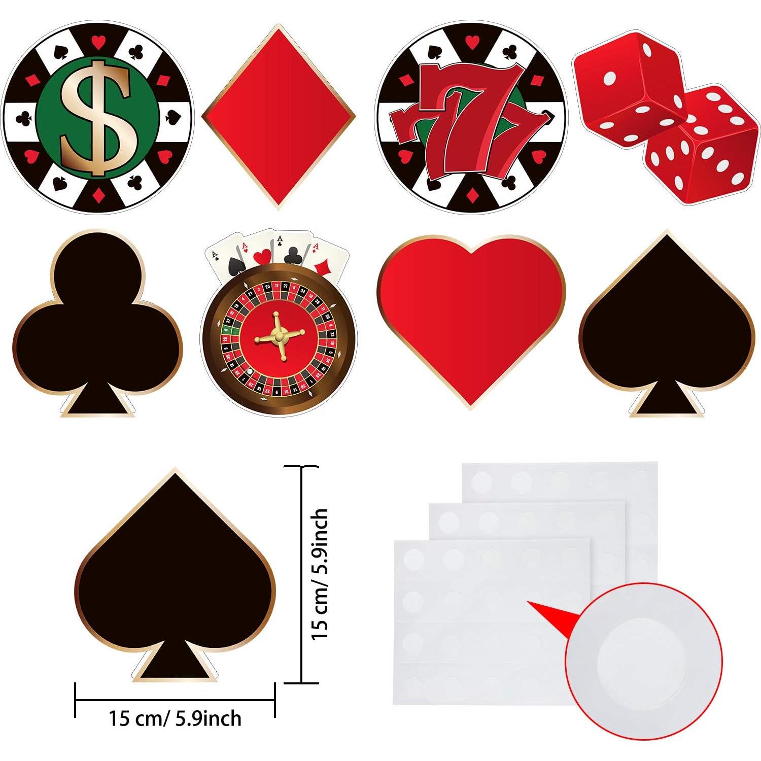 Recortes de Fiesta de Casino Blulu 40 Piezas 15x15 cm