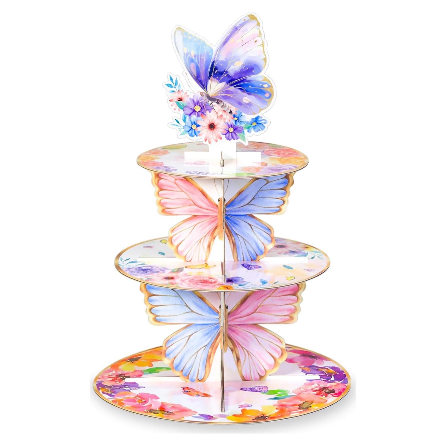 Soporte para Cupcakes Crafterlife 3 Niveles Mariposa Rosa