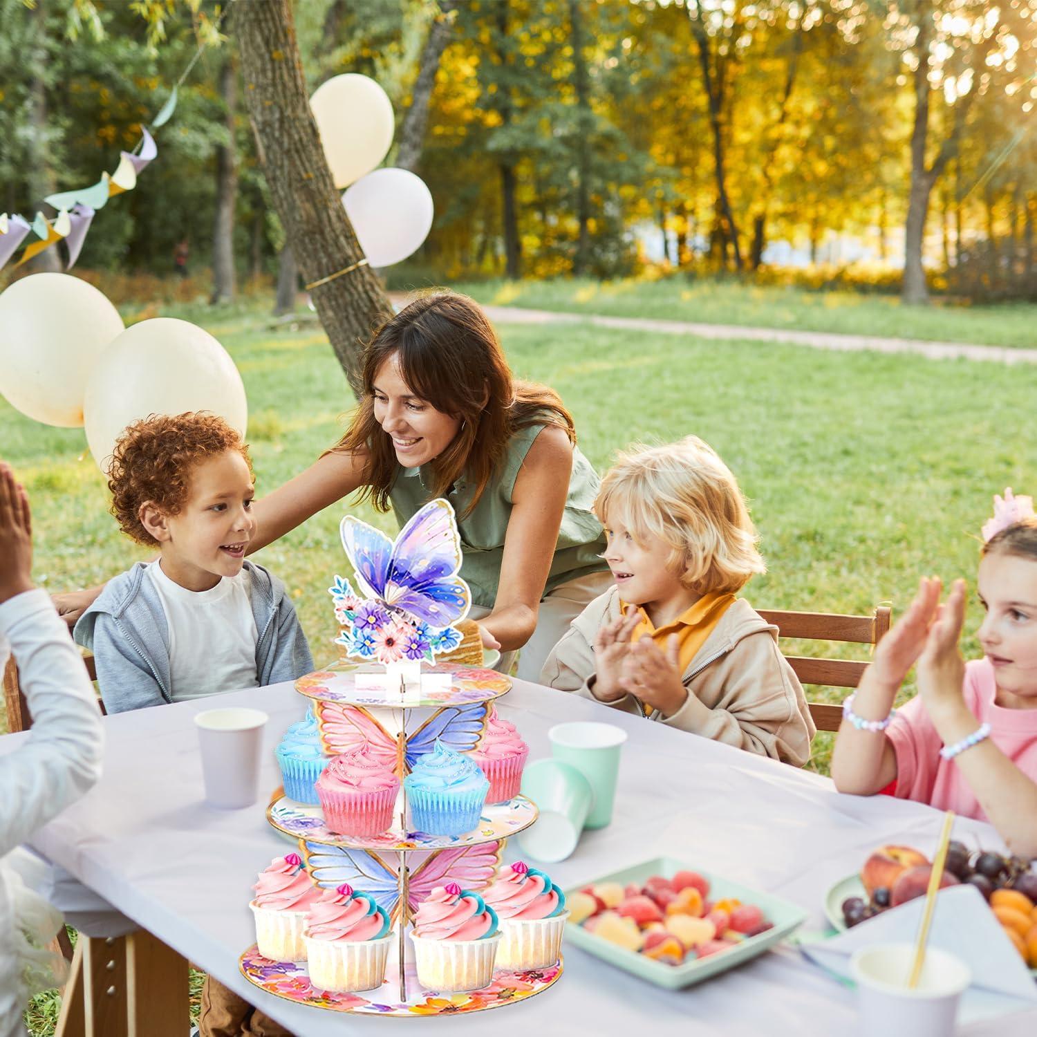 Soporte para Cupcakes Crafterlife 3 Niveles Mariposa Rosa