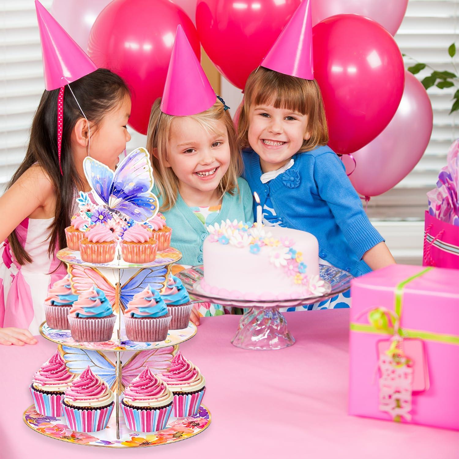 Soporte para Cupcakes Crafterlife 3 Niveles Mariposa Rosa
