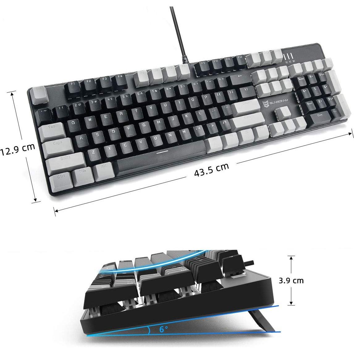 Teclado Mecánico Qisan 104 Teclas Gaming USB Retroiluminado