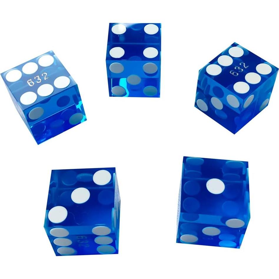 Dados de Craps Yuanhe 19mm Azul Grado AAA Set de 5