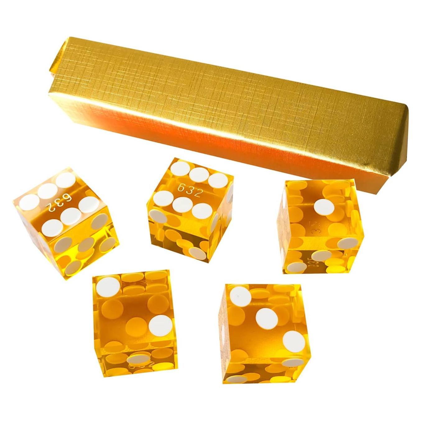 Dados de Craps Yuanhe 19mm Grado AAA Amarillo Set de 5