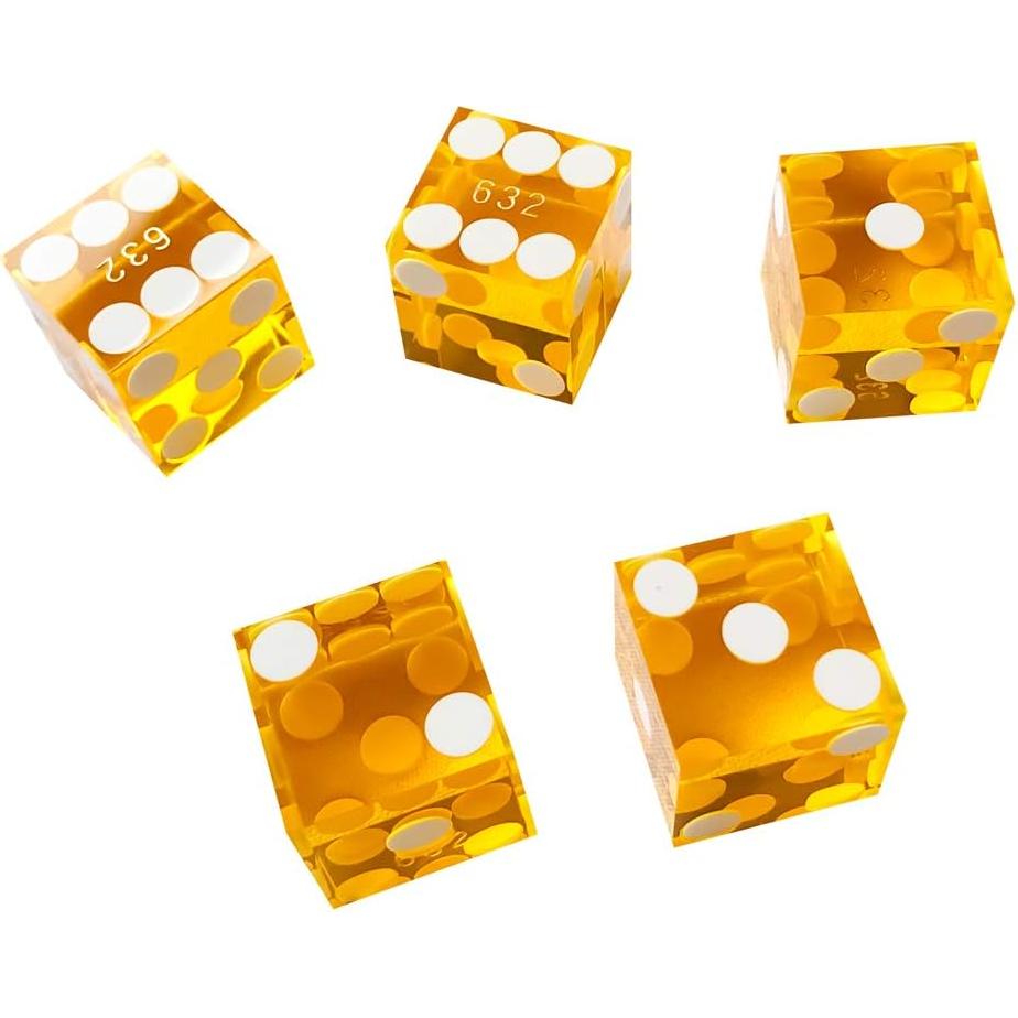 Dados de Craps Yuanhe 19mm Grado AAA Amarillo Set de 5
