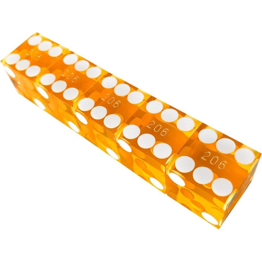 Dados de Craps Yuanhe 19mm Grado AAA Amarillo Set de 5