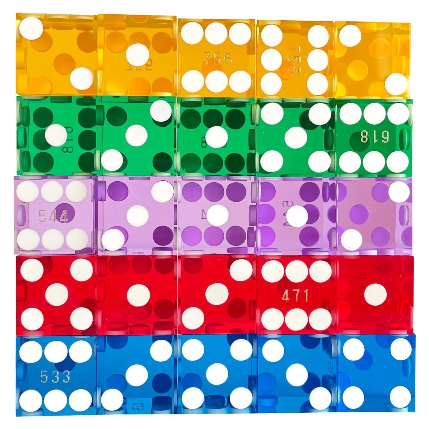 Dados de Craps Yuanhe 19mm - 25 Piezas Grado AAA