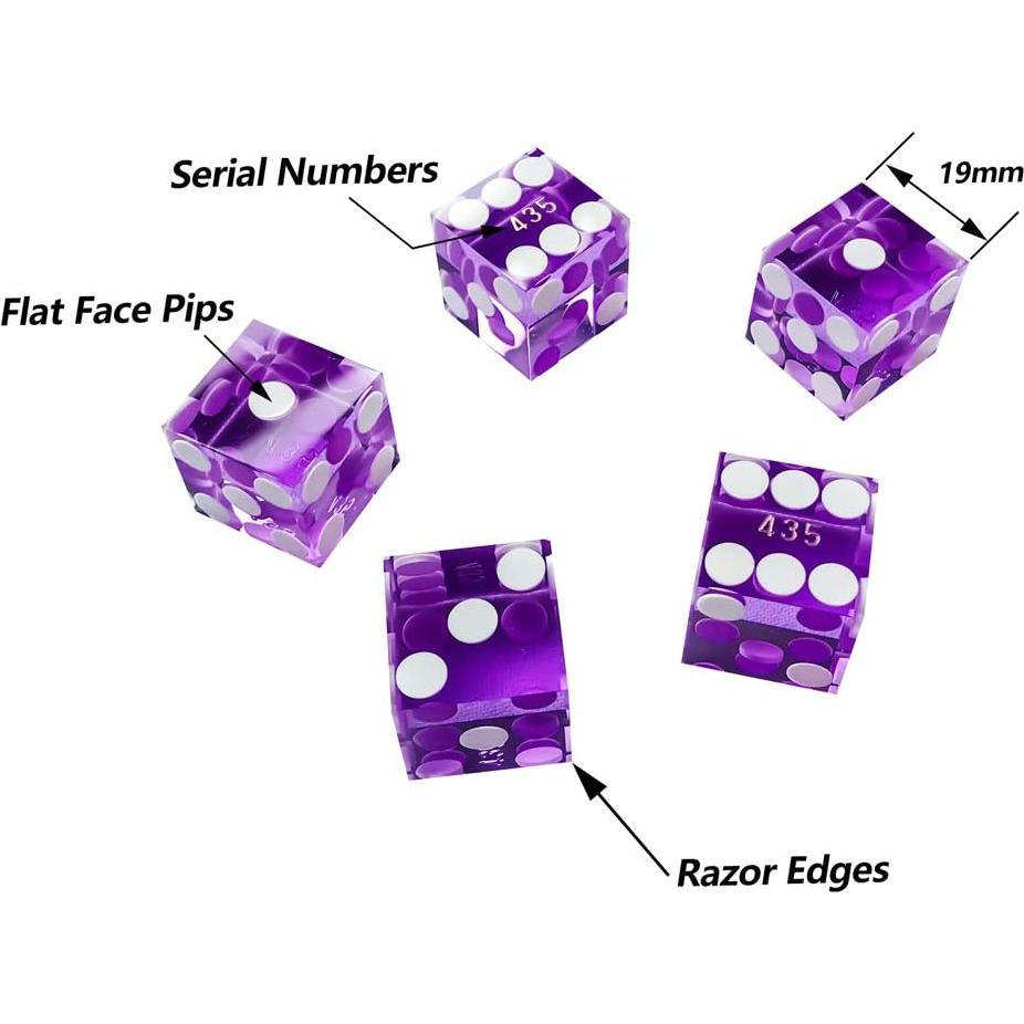Dados de Casino Yuanhe 19mm Violeta - Grado AAA Precisión