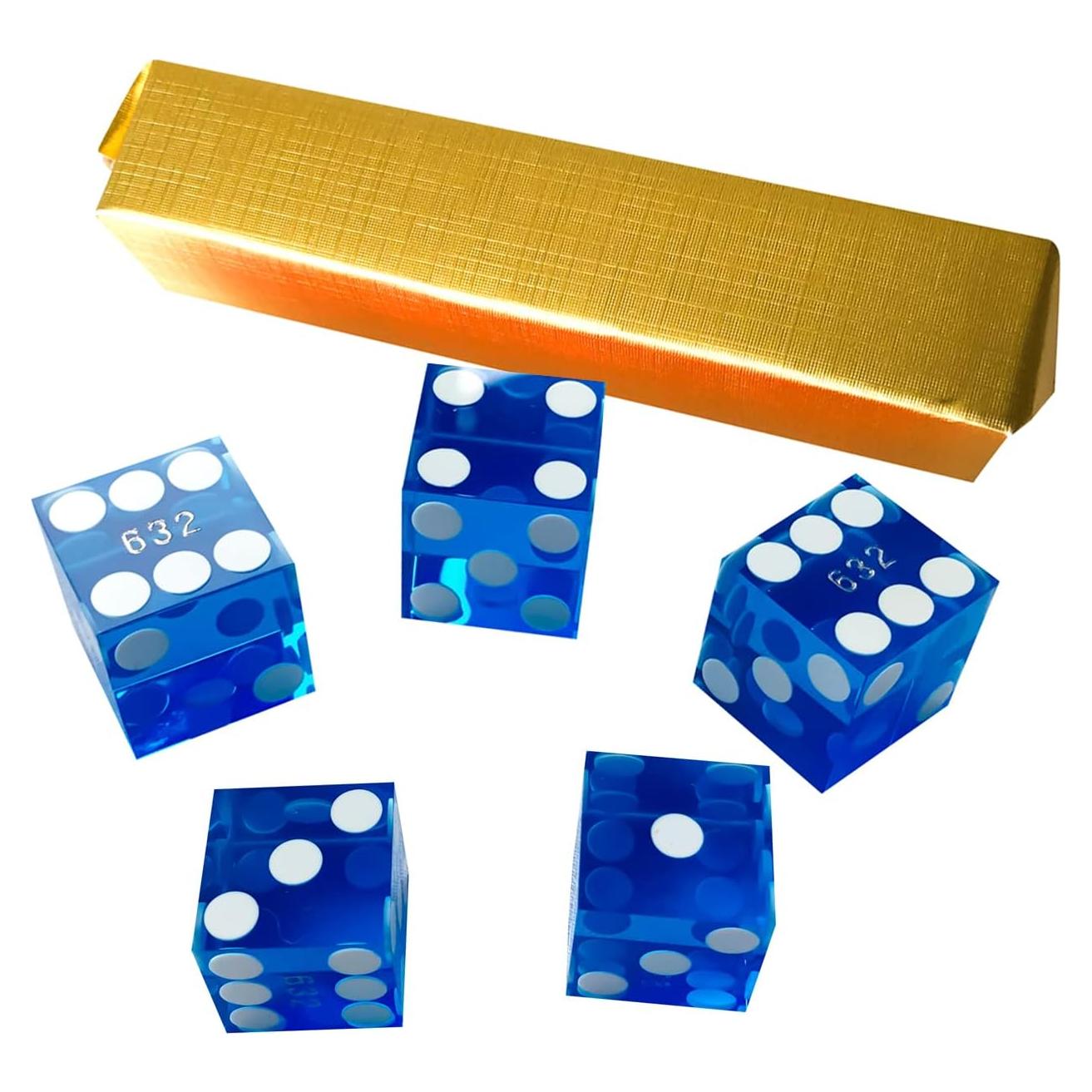 Dados de Craps Yuanhe 19mm Azul Grado AAA Set de 5