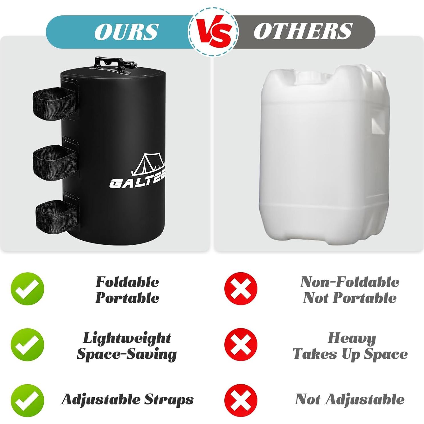 Juego de 8 Pesas de Agua para Carpa GALTEED 79.83KG Negro