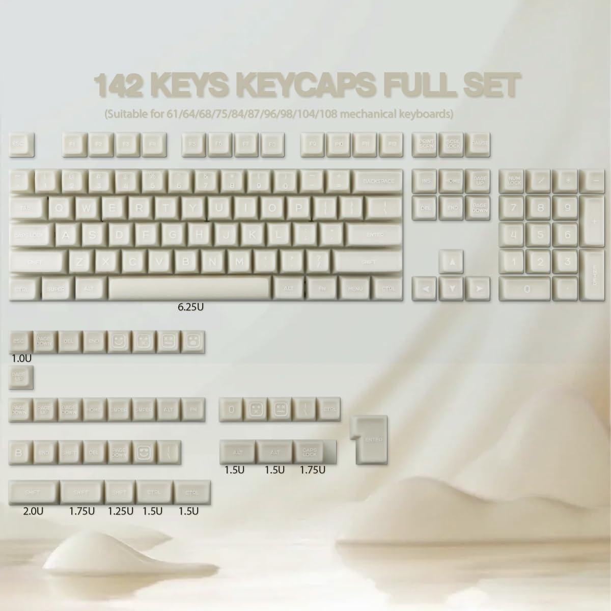 Juego de Teclas PBT Tsung - 142 Teclas Jade Blanco SA