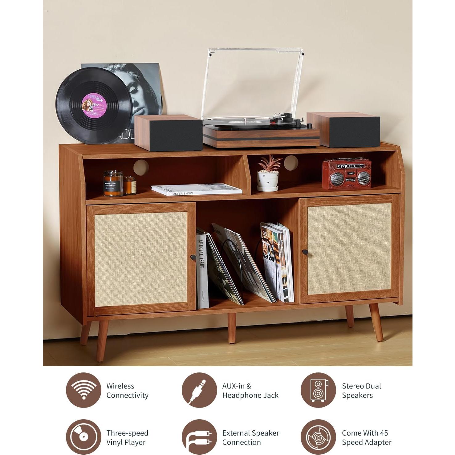 Reproductor de Vinilo Vintage Seasonlife R612 3 Velocidades Rojo