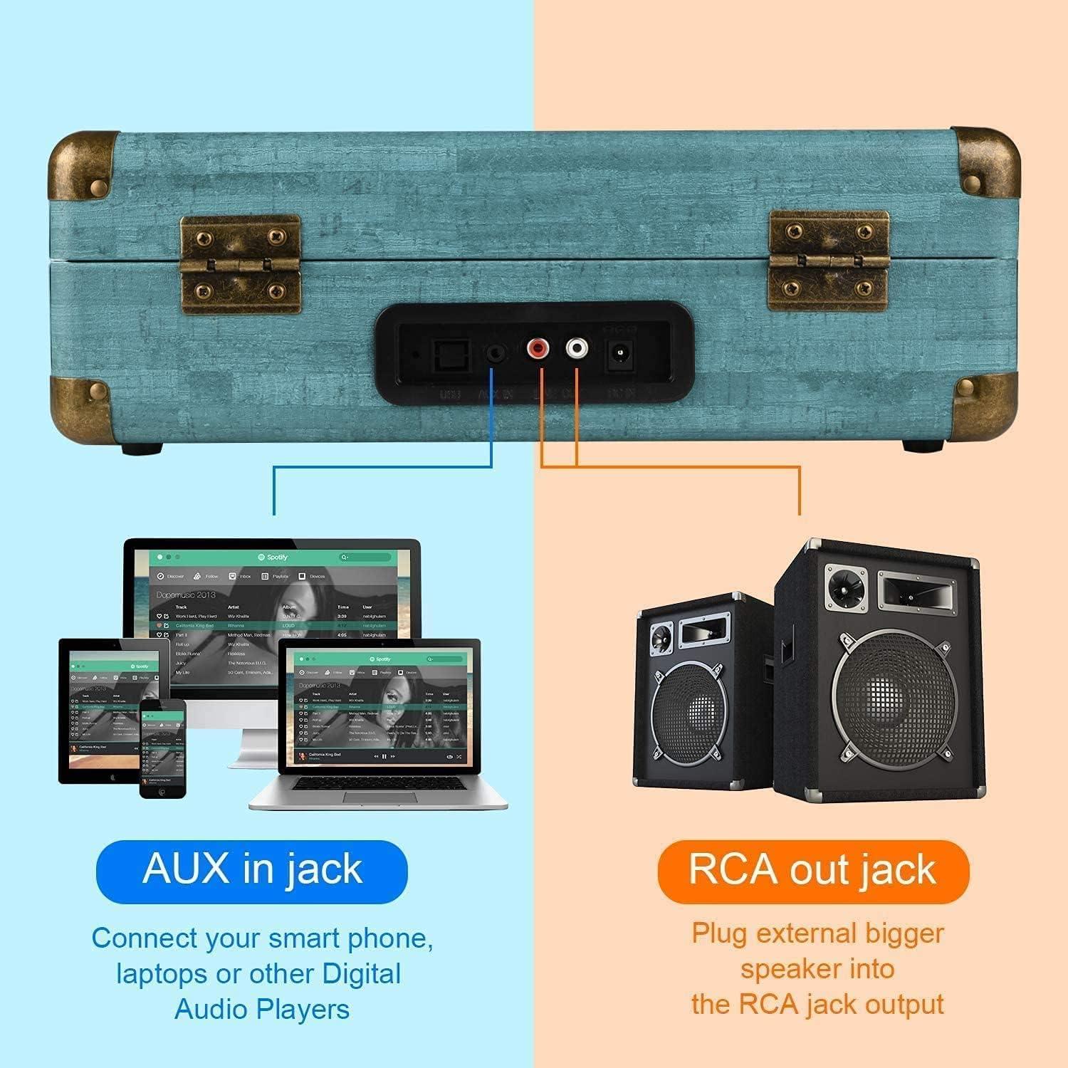 Reproductor de Vinilo Rybozen Verde 3 Velocidades Bluetooth