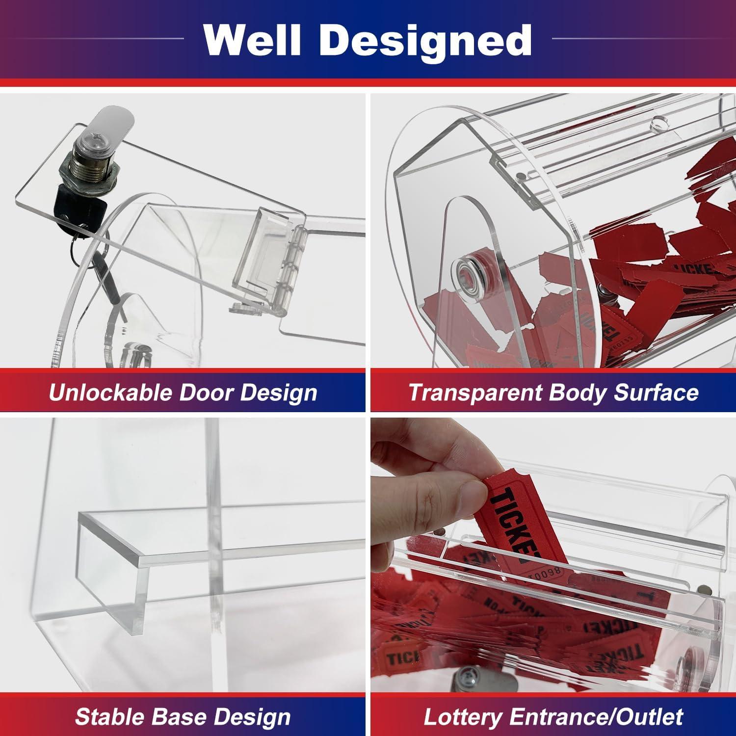 Tambor de Rifa Acrílico BZnota 28x16.5x28cm Transparente
