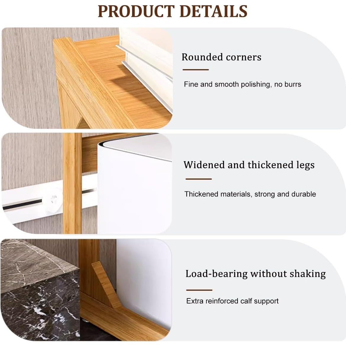 Robot Vacuum Stand Cabinet,Storage Rack Above The Sweeping Robot,Mobile Sweeper Robot Storage Cabinet Shelf with Wheels,Household End Side Table, for Living Room, Home Office(Brown,45cm/17.7in)