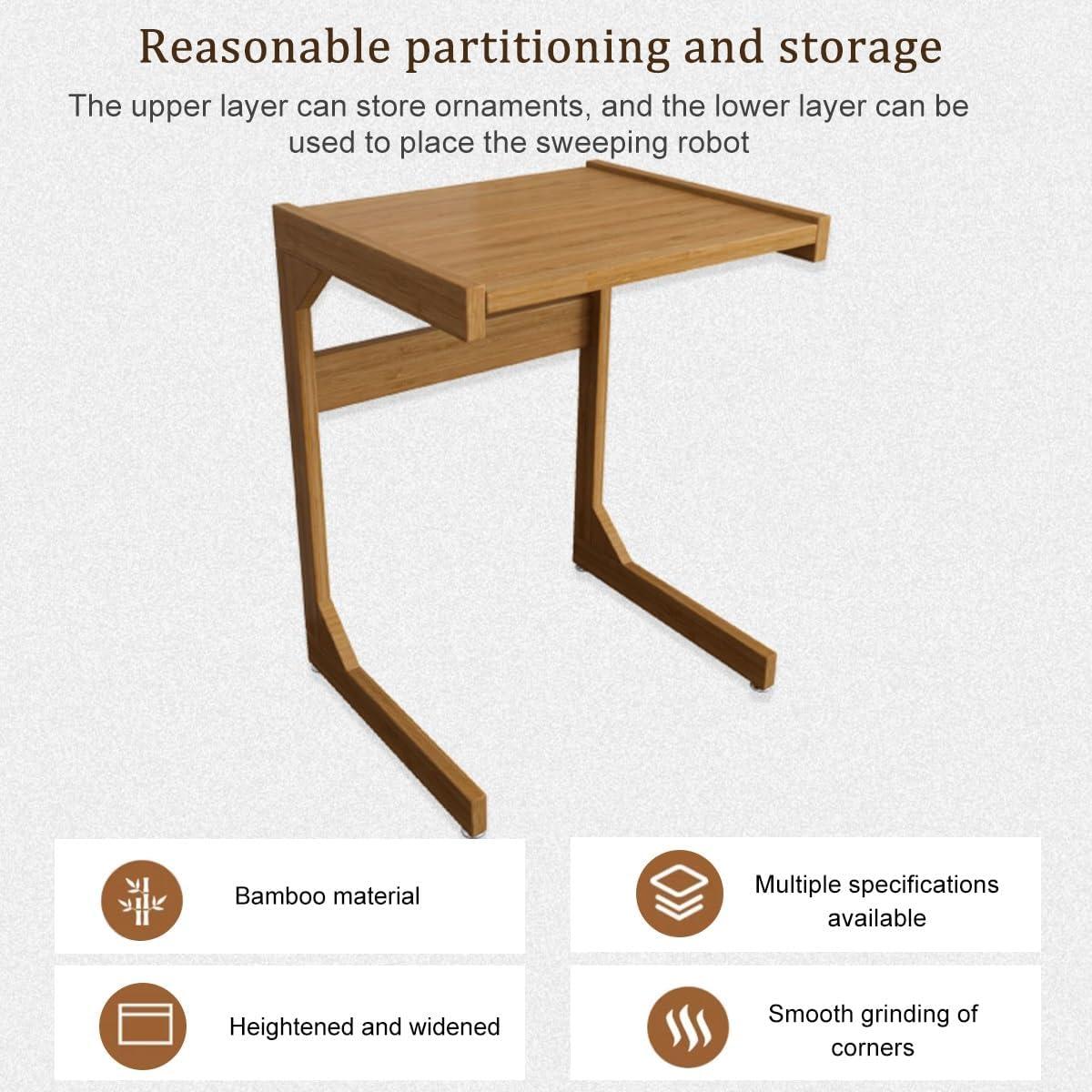 Robot Vacuum Stand Cabinet,Storage Rack Above The Sweeping Robot,Mobile Sweeper Robot Storage Cabinet Shelf with Wheels,Household End Side Table, for Living Room, Home Office(Brown,45cm/17.7in)