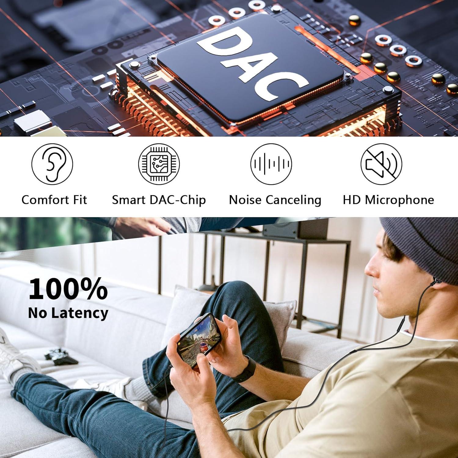 Auriculares ACAGET Tipo C con Cancelación de Ruido - Negro